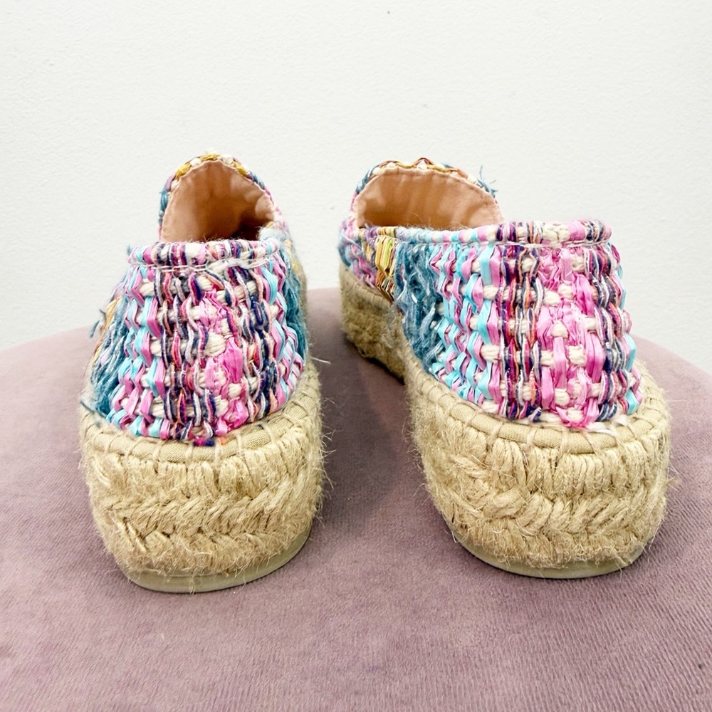 Manebi Woven Acapulco Raffia Jute Platform Multicolor Espadrilles Size 37 - Picture 5 of 9